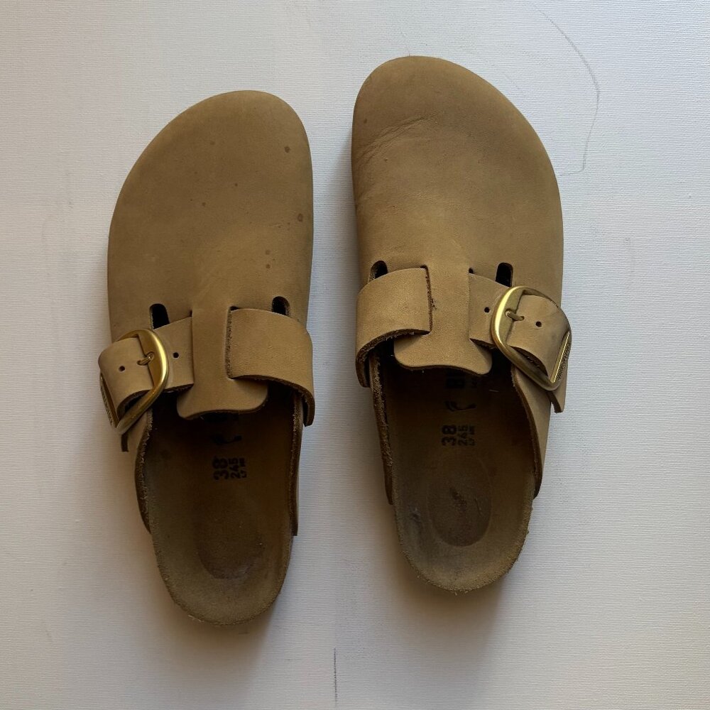 Boston Big Buckle in camel/Mud Green nubuck
